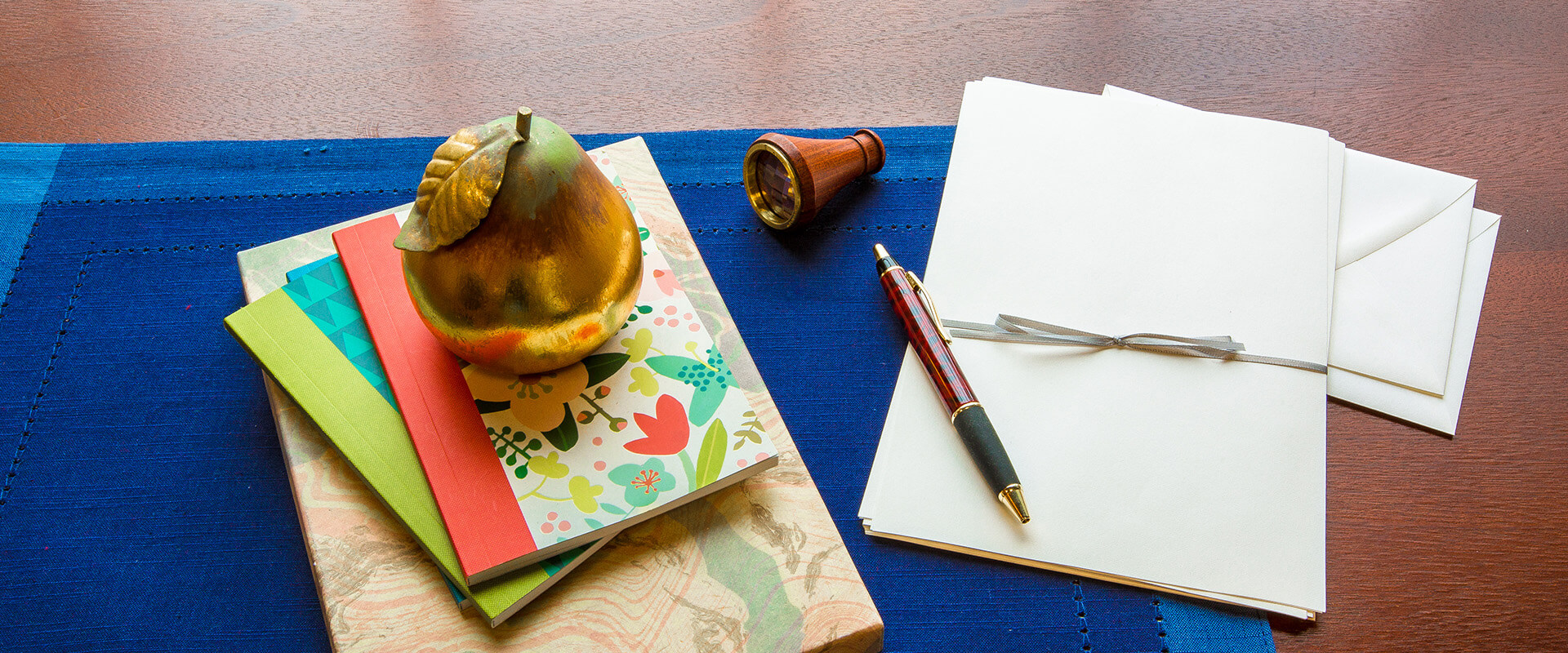 Colorful stationary on desk