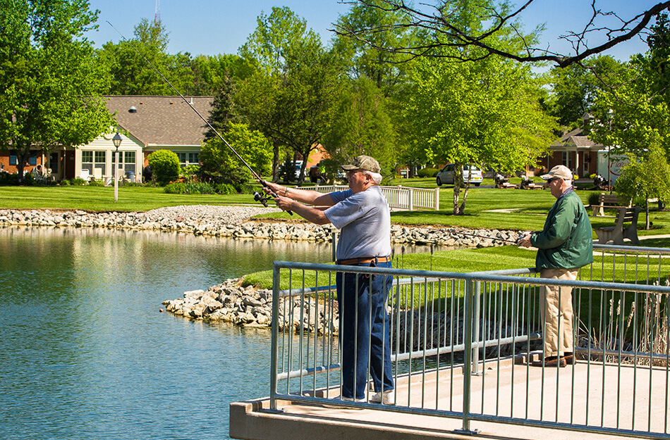 Senior men fish on a sunny day