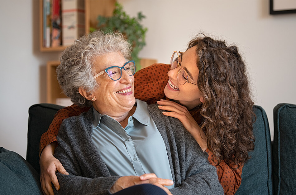 Senior woman hugging