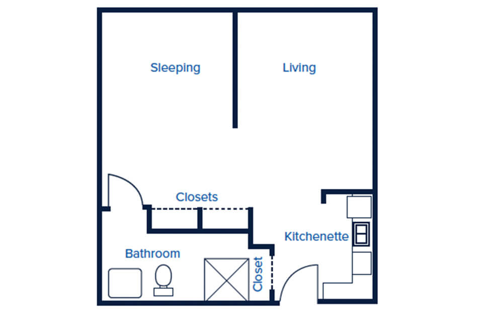 Mt. Healthy Independent Living and Assisted Living one bedroom floor plan