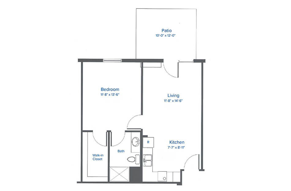 One bedroom floor plan