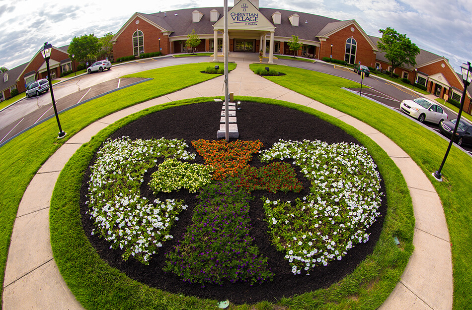 Flowers arranged into cross