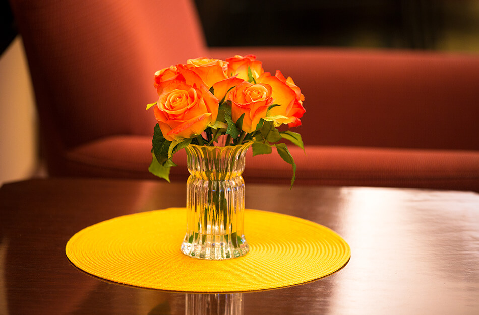 Bright roses in a vase
