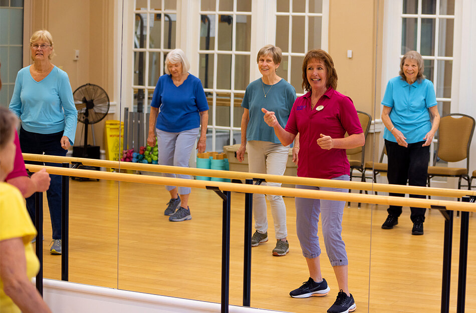 Group of seniors in an exercise class