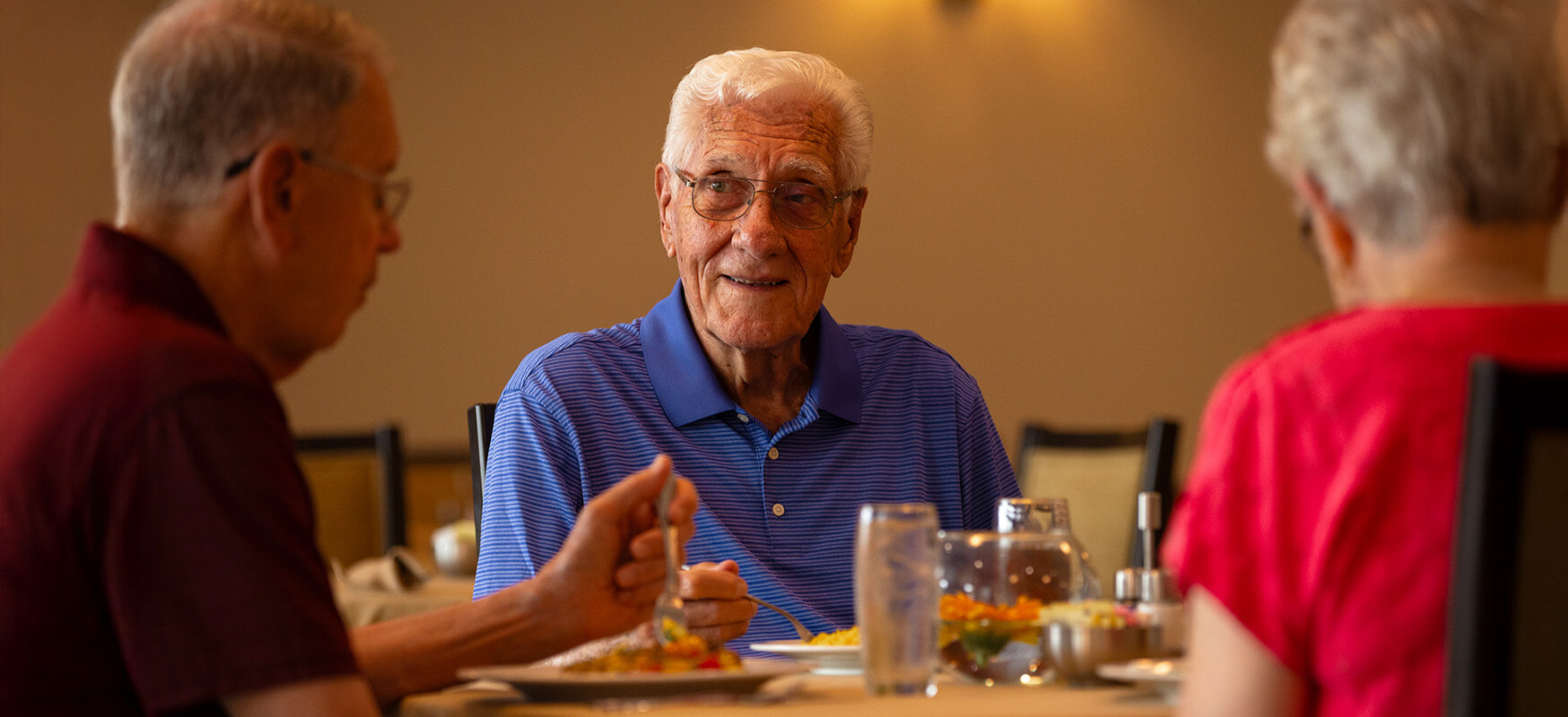 Senior friends enjoy dining experience