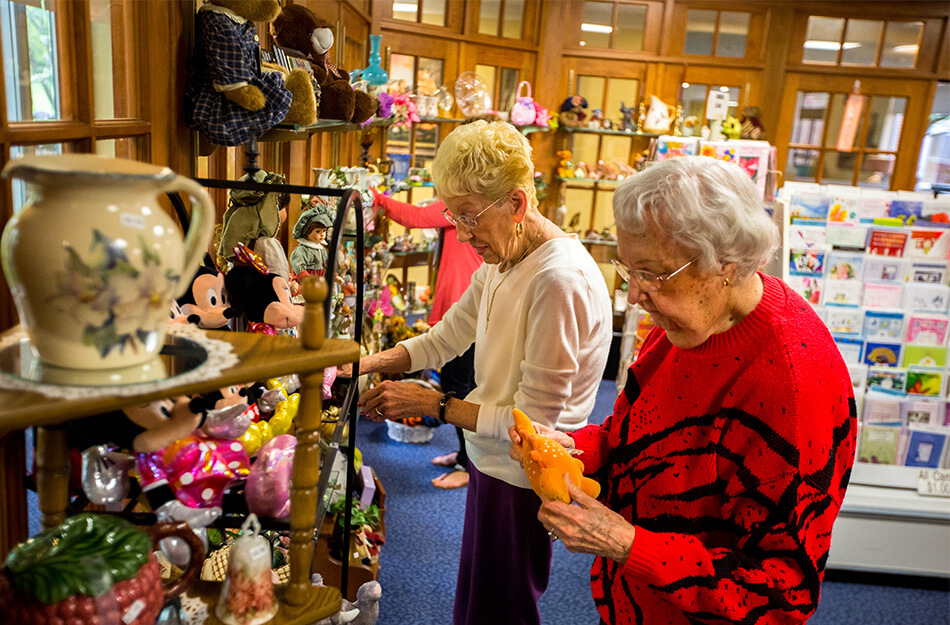 Senior women shop together