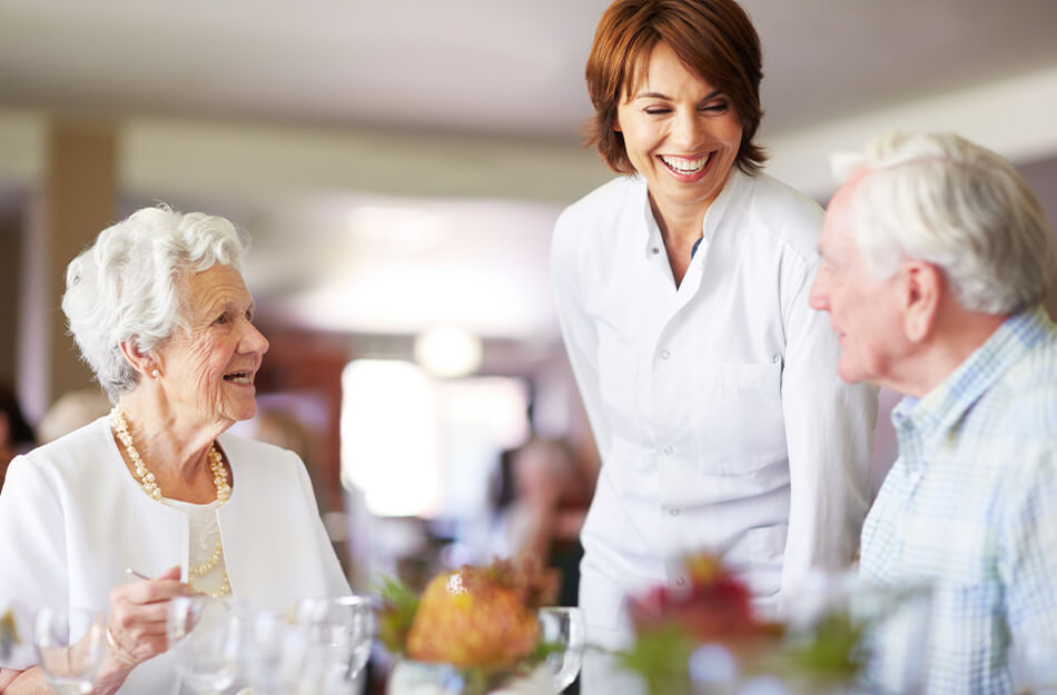 Seniors receiving great service during dining experience