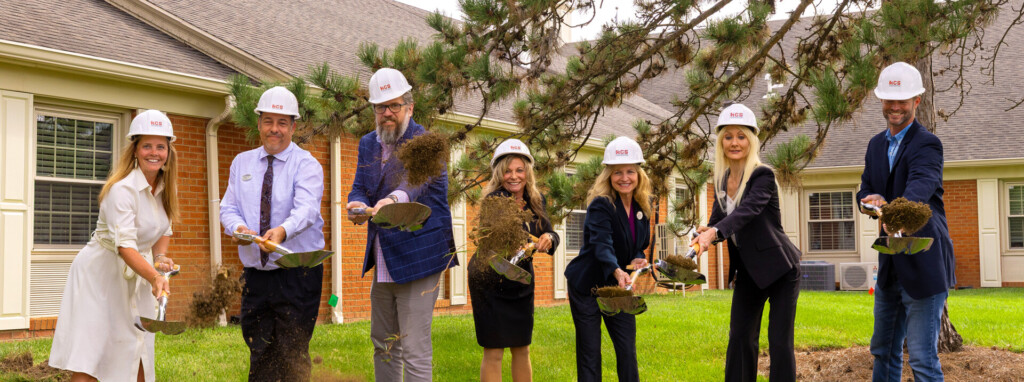 The management team at The Christian Village at Mason breaks ground on an expansion to the center's skilled nursing and memory support facilities.